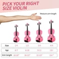 thumbnail image 4 of imerelez 3/4 Size Acoustic Violin Starter Set, Pink Basswood Body with Maple Top, Bow, Case & Rosin for Beginner, 4 of 7