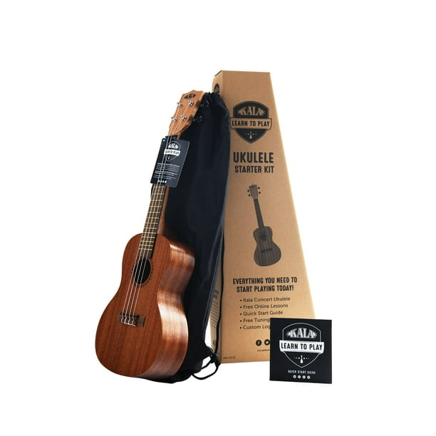 Kit de inicio de ukelele Kala Learn to Play Concert, caoba satinada