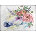 thumbnail image 3 of FREEAM Watercolor Unicorn Non Slip Area Rug for Living Dinning Room Bedroom Kitchen, 4' x 5'(48 x 63 Inch), Floral Unicorn Nursery Rug Floor Carpet Yoga Mat, 3 of 6