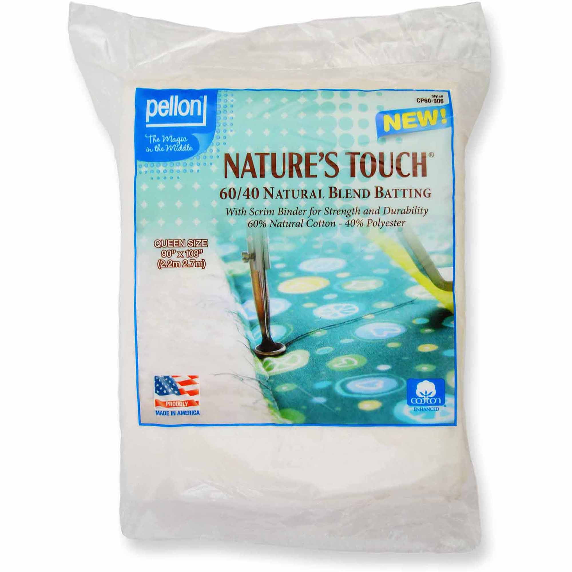 Pellon 60/40 Quilting Batting, Beige Precut Queen Size 1 Pack