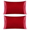 thumbnail image 2 of ¡Oferta especial! Funda de almohada de satén Miyuadkai en liquidación. Funda de almohada de satén de seda, imitación seda, color liso, para hotel, hogar, color rojo 8., 2 of 8