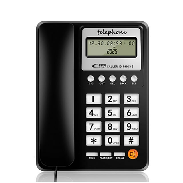 bedienty Digital Landline Phone Waiting, And Hands-Free Handset Button Function. Stylish Design, Construction. For Hotels, 8208-Black