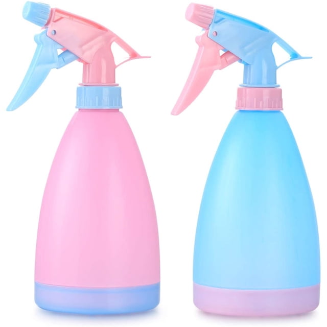 Laklulu 2 botellas rociadoras para plantas de 500 ml, botellas de agua de plástico vacías, botella rociadora al vacío, para jardín, flores del hogar, limpieza de la cocina, peluquería azul, rosa