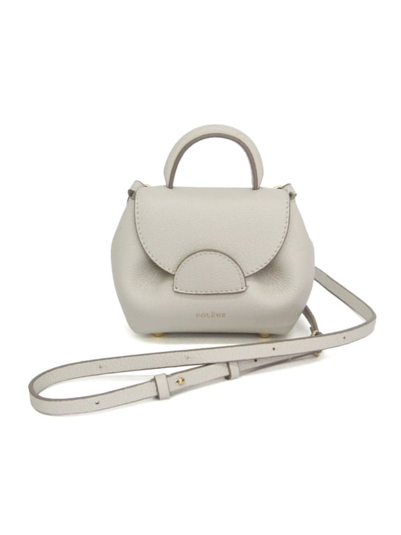 Pre-Owned POLÈNE Numéro Un Micro Women's Leather Pouch Off-white