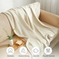 thumbnail image 4 of PHF 100% Cotton Muslin Queen Blanket, 90" x 90", 4-Layer Lightweight and Breathable Blanket, Luxuriously Soft Gauze Blanket for Couch Bed, Beige/Short Bread, 4 of 7