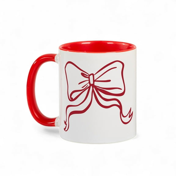 Personalization Mall Christmas Bow Coffee Mug, 11 oz., Red