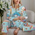 thumbnail image 6 of Honeii Colorful Donut print Women's Pajama Sets Long Sleeve Button Down Sleepwear Nightwear Soft Pjs Lounge Sets-Small, 6 of 7