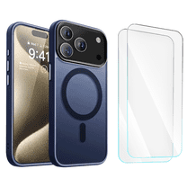 3-in-1 Entronix Bundle for iPhone 17 Pro Max, Magnetic Sturdy Matte Case 2 Screen Protector, Navy