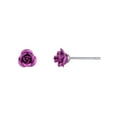 thumbnail image 5 of Brilliance Fine Jewelry Women's Simulated Diamond Trio Earring Set Purple in Sterling Silver, 5 of 7