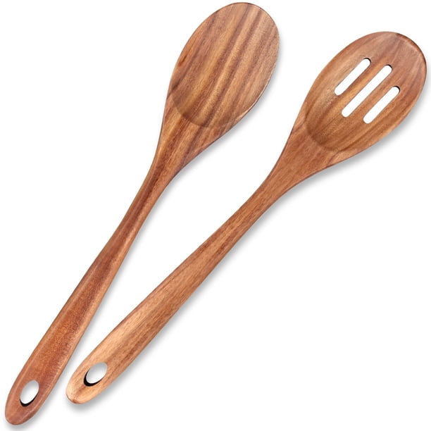 Set de cucharas de madera Renawe 36 cm de teca, para cocina, no tóxicas