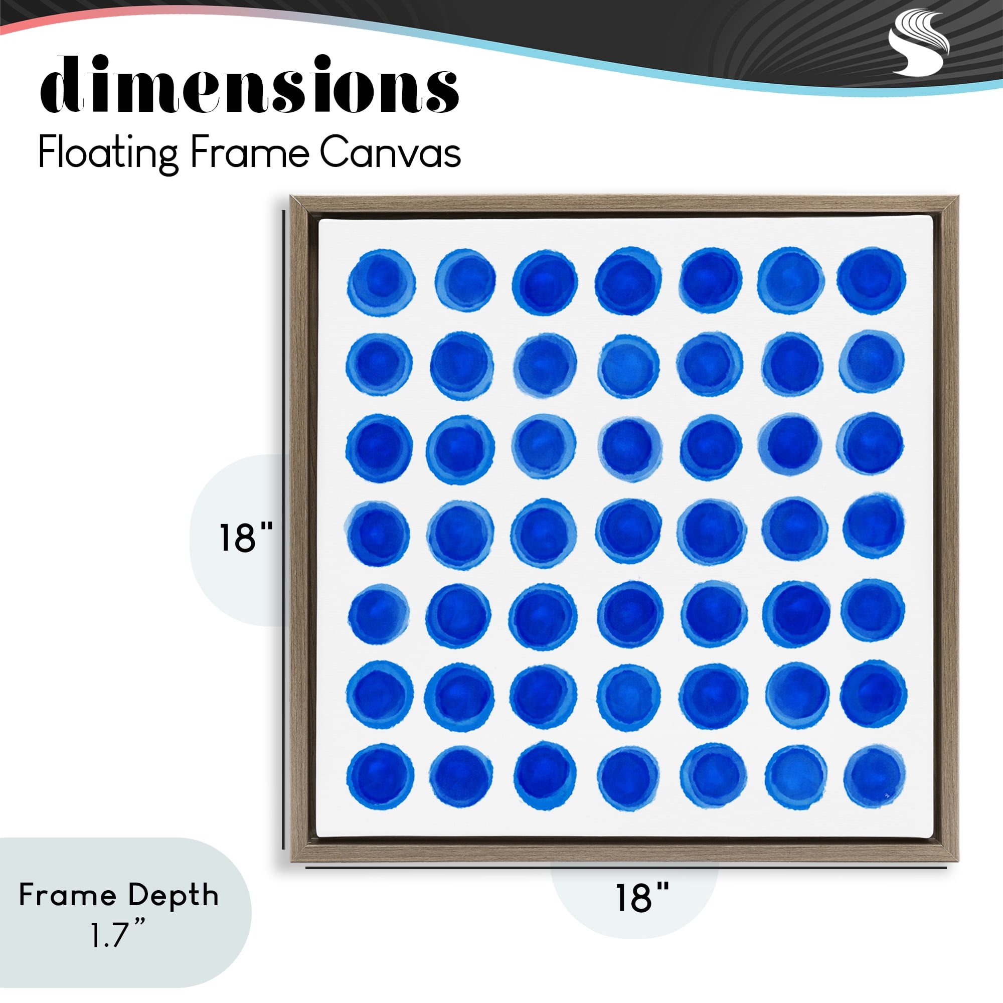 Stupell Industries Blue Dots Uniform Pattern Brown Framed Floater Canvas Wall Art, design by Martina Pavlova