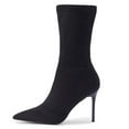 thumbnail image 5 of Stiletto Dress Boots for Women Ladies Winter Fall Pointed Toe Pumps Slip on Socks Mid Calf Short Booties, 5 of 7