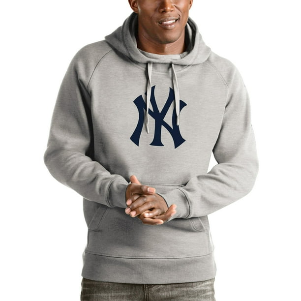New York Yankees Antigua Victory Pullover Hoodie Heathered Gray