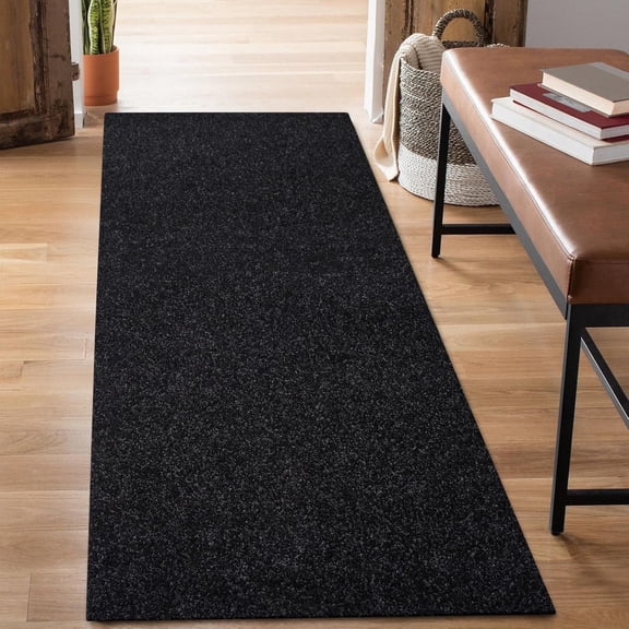 2ft x 6ft rubber carpet, a practical anti-slip carpet, suitable for both indoor and outdoor use. Carpet running is suitable for corridors-(Black grey)