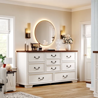 brown dresser with white drawers The Bolanburg Antique White / Brown Dresser available at Wier Furniture  serving Lewistown, MT and surrounding areas