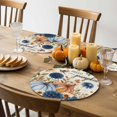 thumbnail image 5 of Hello Pumpkin Round Braided Placemats Set of 4, Thanksgiving Fall Orange Blue Pumpkin Bird Floral Heat Insulation Place Mats Washable Non-Slip Table Mats for Kitchen Dining Party, 15 Inches, 5 of 8