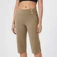 thumbnail image 2 of BXINGOHAI Women Summer Capri Pants Casual Wide Leg Elastic Waist Lightweight Cropped Loose Pants with Pockets Khaki 4XL, 2 of 7