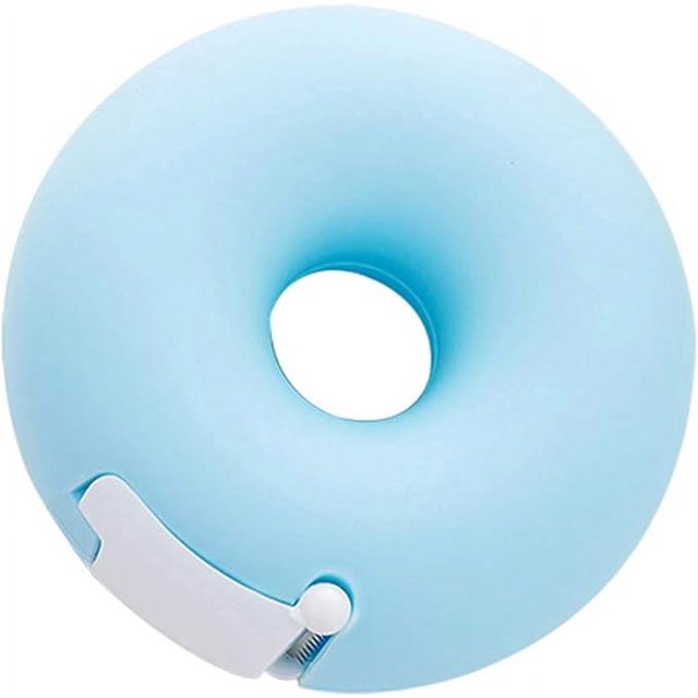 Dispensador de cinta en forma de donut azul, mini dispensador de cinta de 7,5*7,5*3 cm