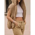 thumbnail image 1 of Suéter tipo cárdigan de punto holgado con capucha para mujer, elegante, liso, sin mangas, para oficina, para otoño, 1 of 5