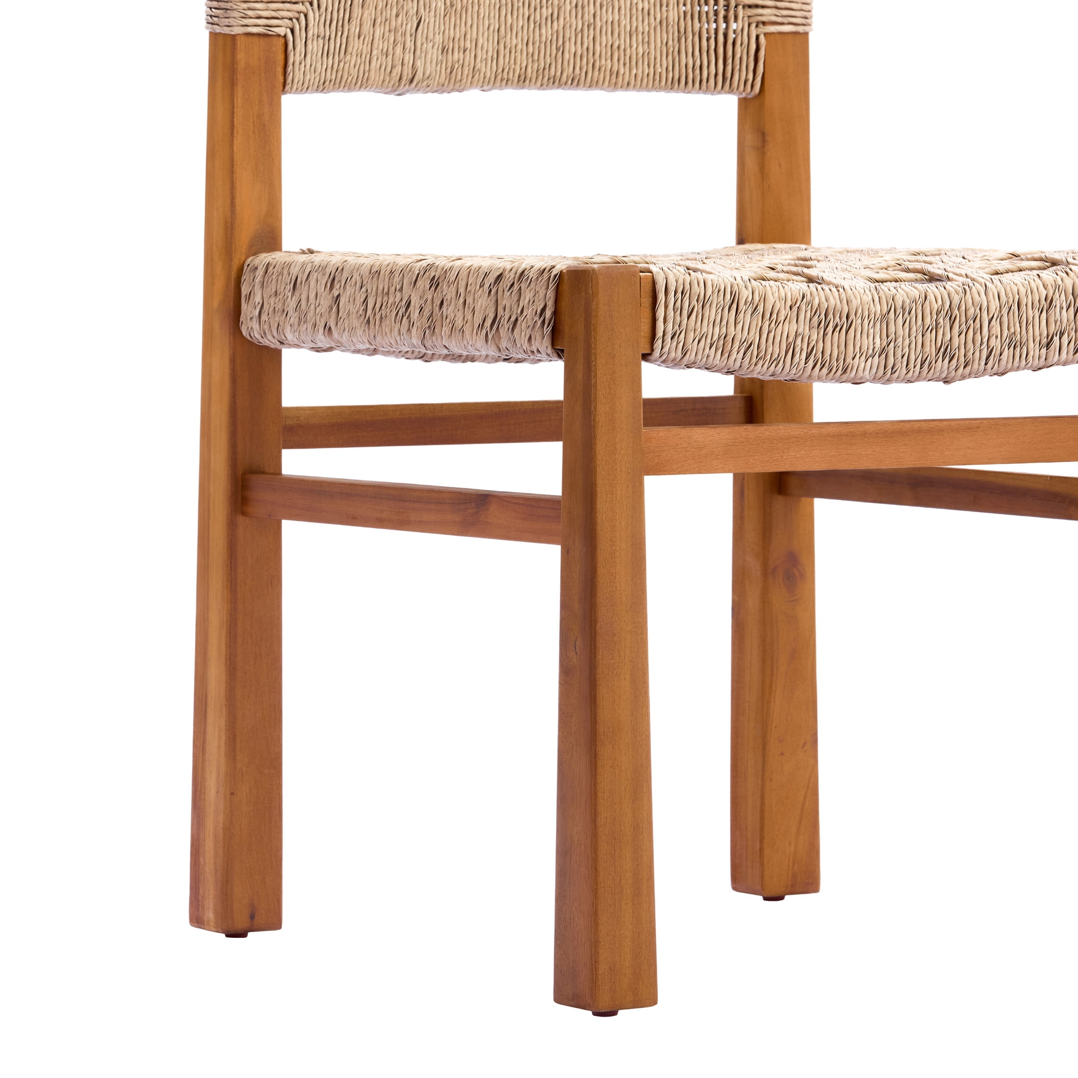 Christopher Knight Home 7-Piece Outdoor Wood Dining Set, 68.5" Teak Table and Light Brown Wicker Chairs