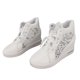 thumbnail image 2 of Zapatos de mujer con encaje de flores blancas, suela gruesa, transpirables, de piel sintética, informales, color blanco 37, 2 of 15