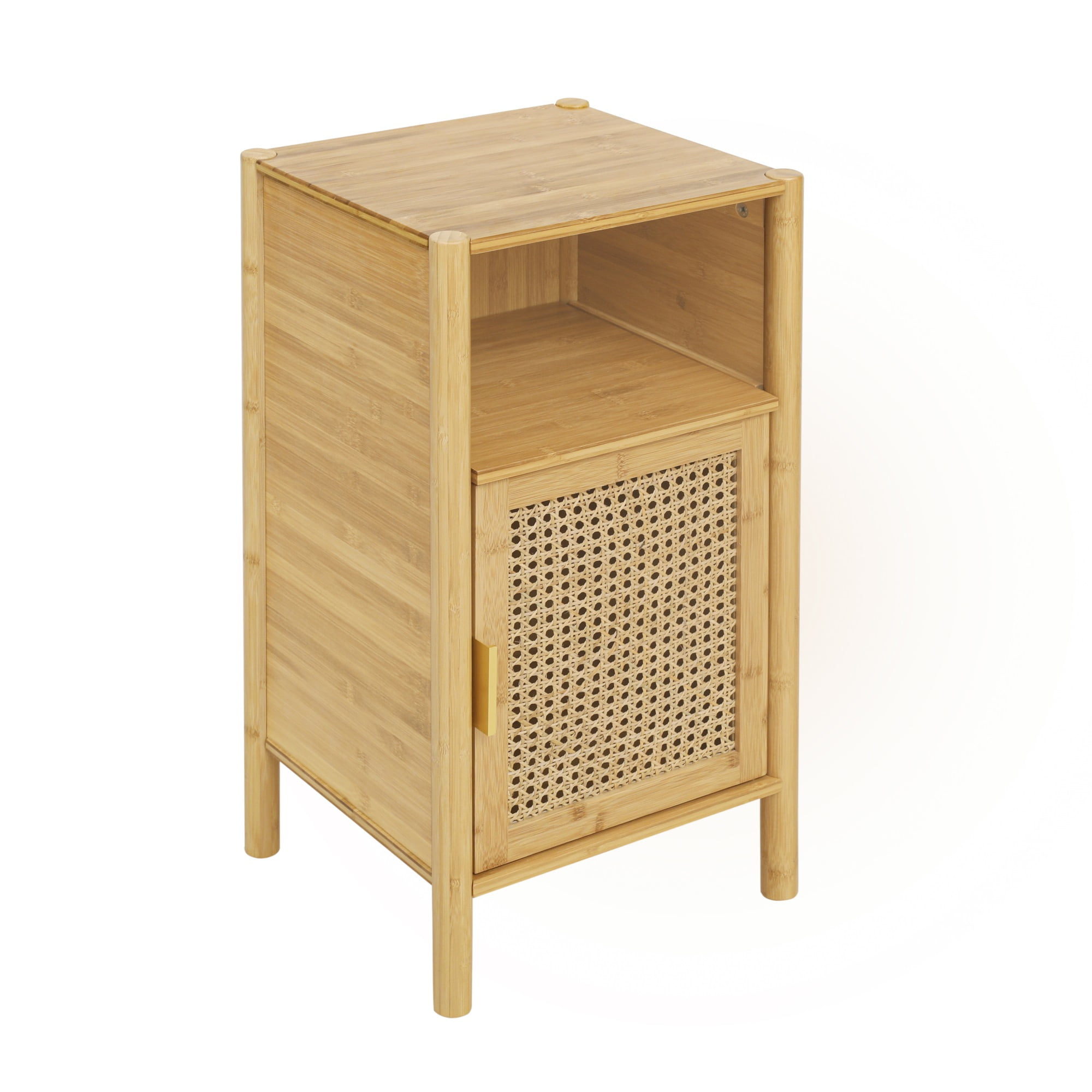 Resenkos Bamboo Rattan Nightstand with 1 Door Accent Storage End Table Side Table for Bedroom Oak Finish Resenkos Bamboo Rattan Nightstand with 1 Door Accent Storage End Table Side Table for Bedroom Oak Finish