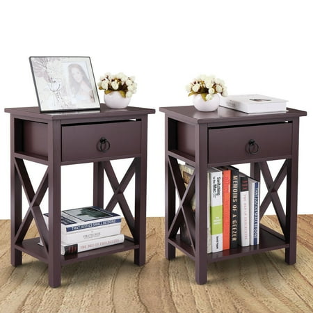 Topcobe Night Stand Set Of 2 Nightstand Organizer W Storage