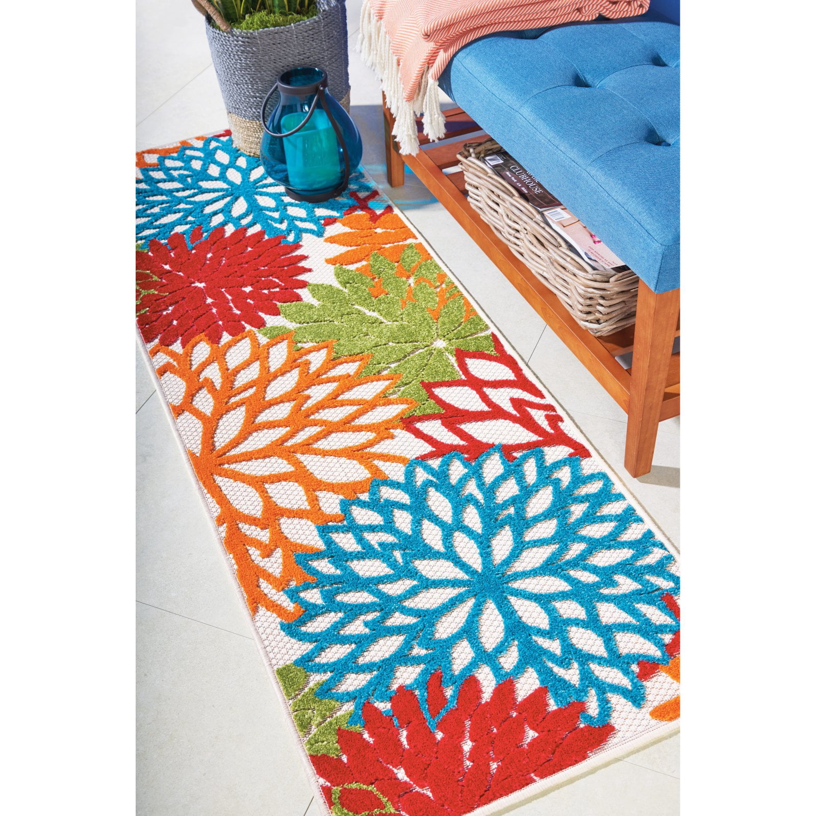 Nourison Tropical Oasis Indoor/Outdoor Modern Floral Multicolor 4' x ROUND Area Rug, (4' Round)