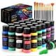 thumbnail image 1 of Juego de pintura acrílica TMOL, 24 colores (botella de 2 oz) con 12 pinceles, suministros para pintar sobre lienzo, madera, cerámica y tela, pigmentos ricos y duraderos para principiantes, estudiantes, 1 of 7