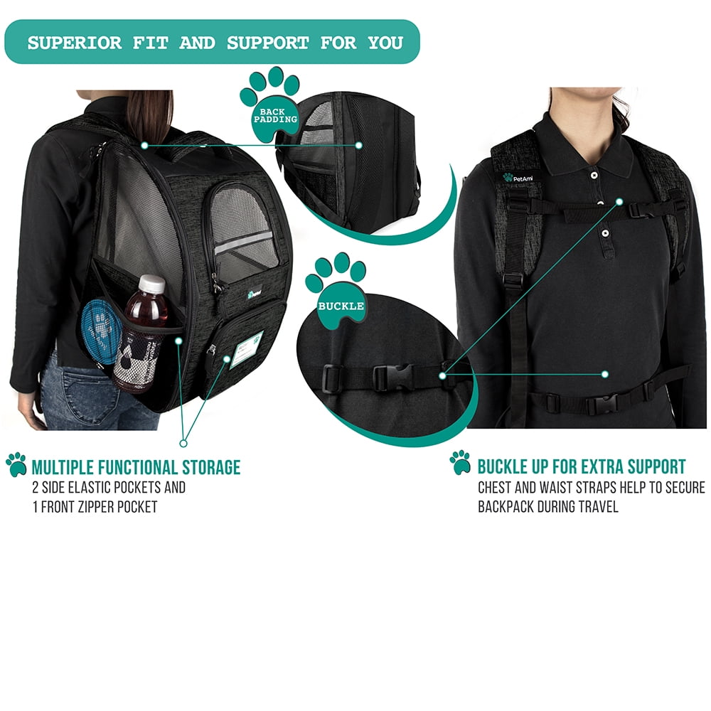 PetAmi Deluxe Pet Carrier Backpack, Charcoal