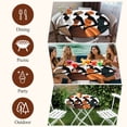 thumbnail image 7 of Black Women Round Tablecloth, Fitted Table Cover with Elastic for 55"-60" Round Tables, Abstract Art Nation Orange Geometric Tribal Table Cloth Outdoor Indoor Dinning Party Waterproof Tablecloths, 7 of 7