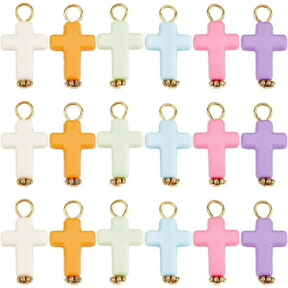 1 Box 150 Pcs Small Acrylic Cross Charms Plastic Cross Charms Bulk Little Colorful Candy Color Cute Festivals Easter Pendants for Jewelry Making DIY Crafts Necklace Bracelet Earrings