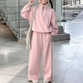 thumbnail image 2 of Gubotare Tween Girls Clothes Long Sleeve Half Zip Sweatshirt + Wide Leg Pants 2 Piece Outfit Set Size 9-10 (Pink,9-10 Years), 2 of 6