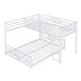 thumbnail image 5 of Harper & Bright Designs L Shaped Metal Bunk Bed, Twin Over Full Size Bunk Bed with Ladders and Guardrails for Adults, White, 5 of 14