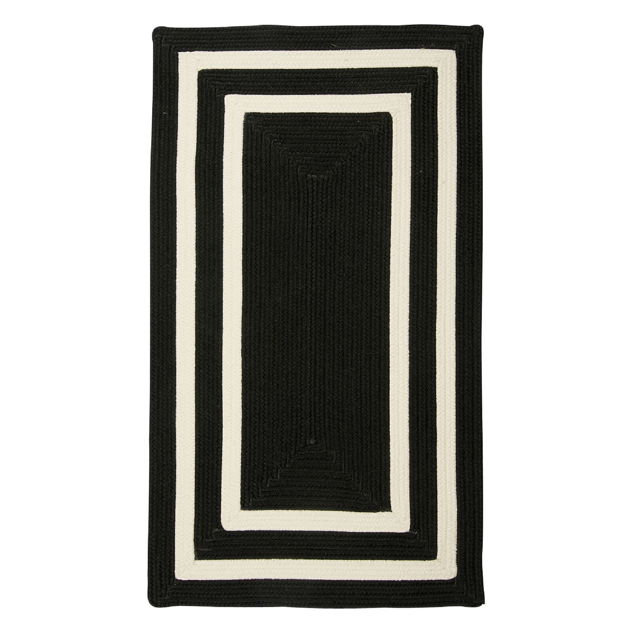2' x 4' Black and White Rectangular Modern Braided Area Throw Rug