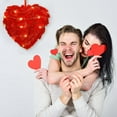 thumbnail image 6 of JeashCHAT Valentine's Day Wreath, 10" Heart Shaped Red Feathers Wreath for Front Door Valentines Door Wreath with String Light for Indoor Outdoor Home Wedding Party Decorations, 6 of 8