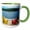 Green/White, variant on 3drose, Bar Harbor, Maine, Adirondack Chairs on Dock with Relaxing View, 11oz Two-tone Black Mug
