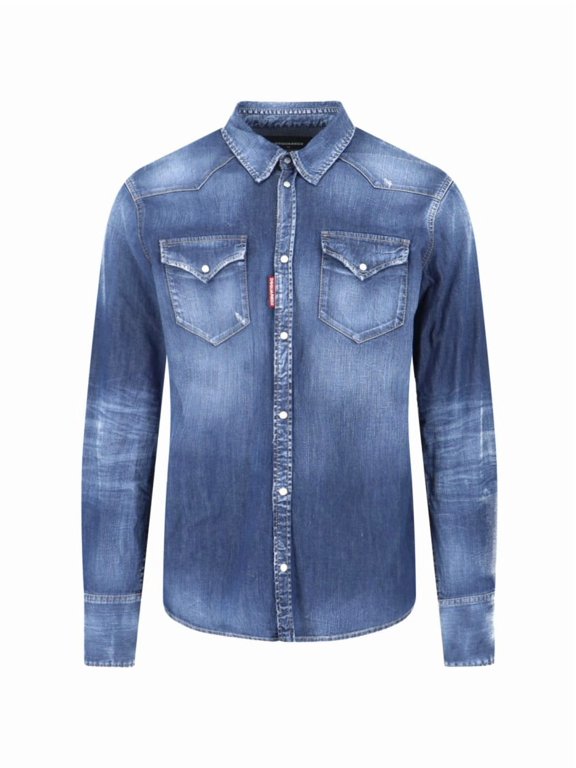 Blue Western Denim Casual Shirt (Men's)