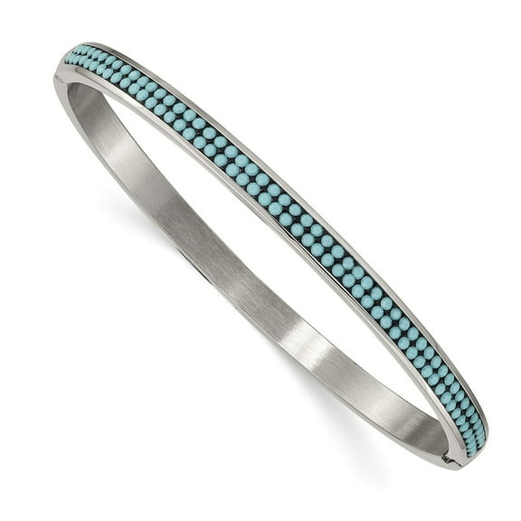 Primal Steel Stainless Steel Polished with Preciosa Crystal 4.75mm Hinged Bangle