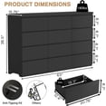 thumbnail image 2 of 63 Inch 12 Drawer Dresser for Bedroom,Modern Wood Dresser Chest of Drawers with Large Storage Space for Bedroom, Sturdy Organizer for Closet, Living Room, Hallway,Black,63"x15.7"x38.5", 2 of 8
