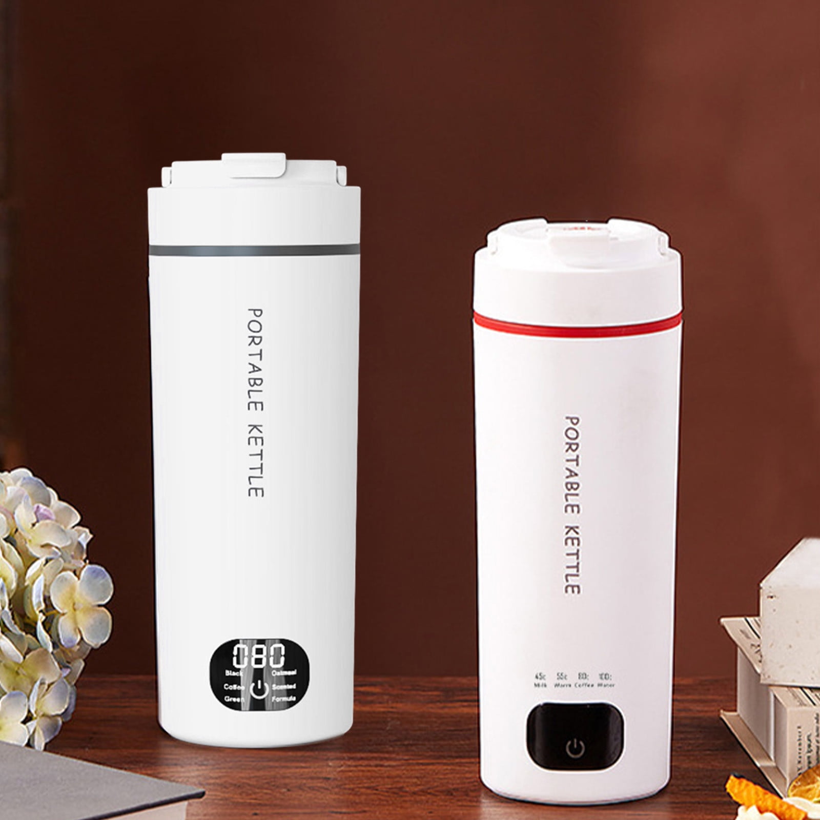 Heated Travel Mug, Stainless Steel Insulated Cup, 12oz Capacity, Dual-Function Design, For Office/Commute, Keep Drinks Warm, Portable Ceramic Cup, Eco-Friendly Material, Daily Use, Adventure Gear