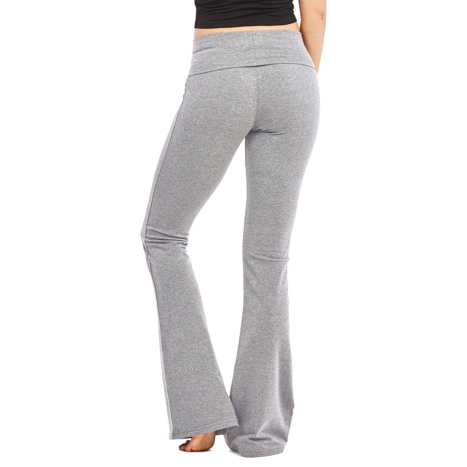 TheLovely Women's Fold-Over Waistband Bootleg Flared Bottom Workout Yoga Pants Leggings - image 3 of 3