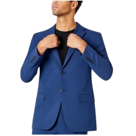 Dkny Mens Modern fit Suit Jacket Blazer 38 L Navy Blue Solid Stretch