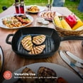 thumbnail image 3 of Megamaster 10.25-Inch Cast Iron Griddle Pan, Square Nonstick Grill Pan for Stove Tops, Steak Searing & Vegetable Grilling, BBQ Accessory for Indoor/Outdoor Cooking - 630-0010P, 3 of 6