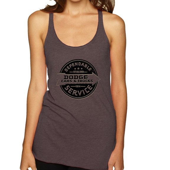 Dependanble Service of Dogde since 1914 | Womens Cars and Trucks Premium Tri-Blend Racerback Tank Top, Brown, X-Large