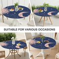 thumbnail image 7 of Celestial Round Elastic Tablecloth - Sun and Moon Astrology Print Waterproof Fitted Table Cover for Outdoor Dining, Windproof Picnic Cloth, 7 of 7