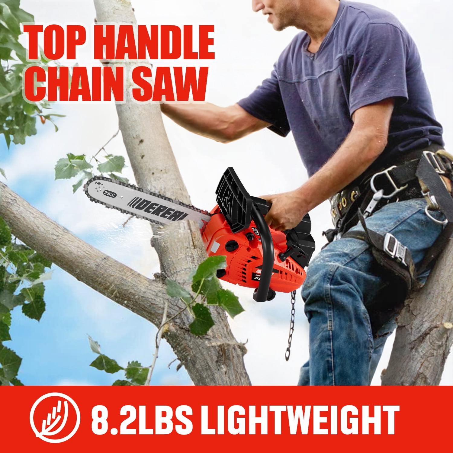 12 in. Professional Chainsaw 25.4 CC 2-Cycle Lightweight One-Hand Chainsaw