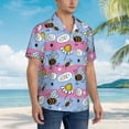 thumbnail image 6 of Uemuo Bees And Daisies Striped Printed Regular Fit Short Sleeve Casual Hawaiian Shirt for Men,Aloha shirt,Tropical shirt,Floral print shirt,Vacation Beach shirt-X-Large, 6 of 9