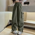 thumbnail image 7 of Ccpelsie Girls Streetwear Cargo Pants Spring Collection Baggy Wide Leg with Cargo Pockets and Adjustable Waist Comfort Fit Trousers(A01-AG,13-14 Years), 7 of 7