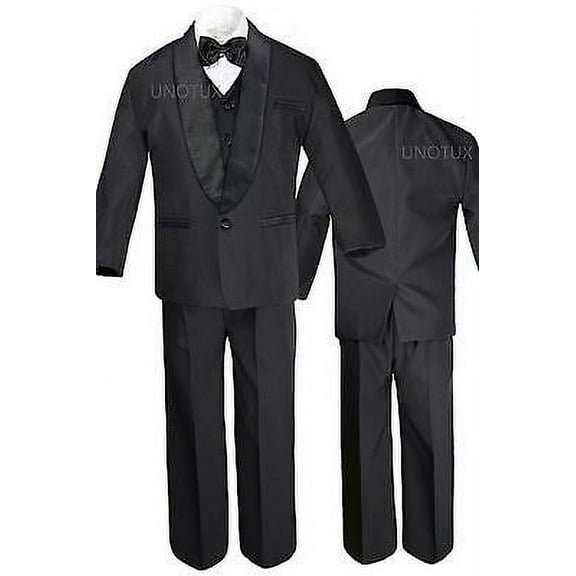 Baby Toddler Kid Teen Wedding Black Formal Shawl Lapel Tuxedo Boy Suit size S-18